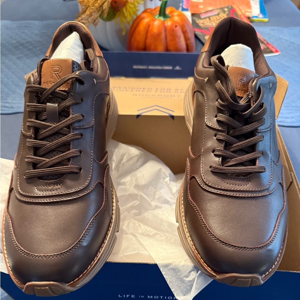 Rockport Men's Dark Brown Leather Sneakers